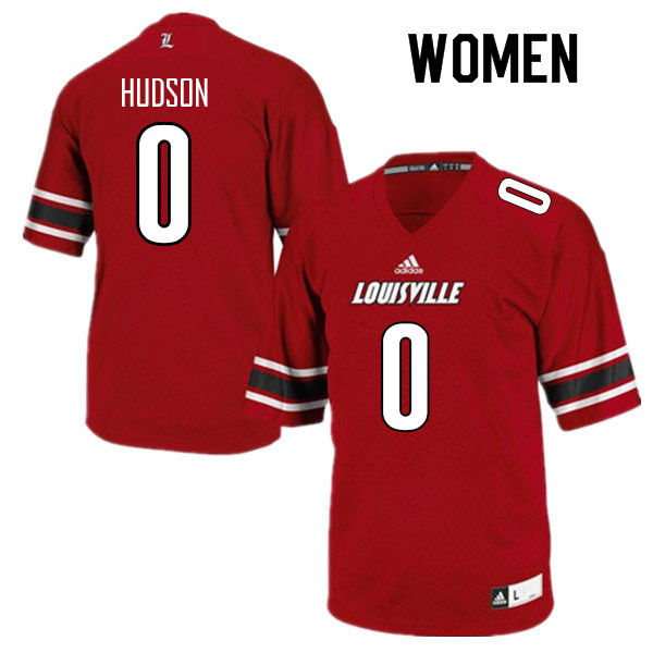 Women #0 Tyler Hudson Louisville Cardinals College Football Jerseys Sale-Red - Click Image to Close